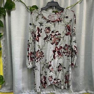 New Directions Floral Print Women's Top 2Xl